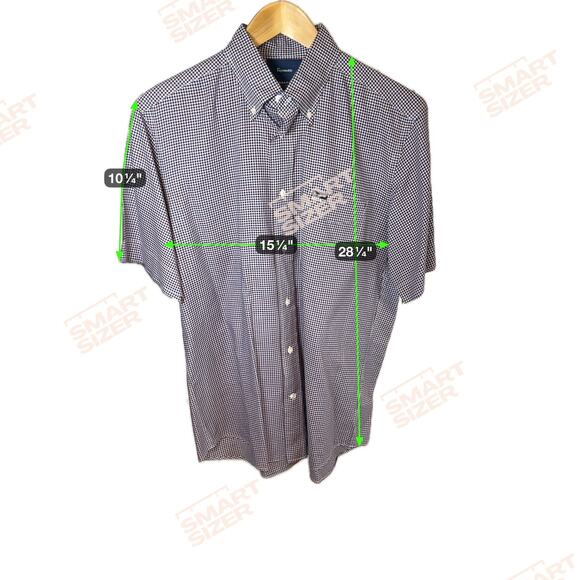 Faconnable Mens Button Down Red White Blue Check Plaid Short Sleeve Shirt Medium - Picture 7 of 9